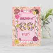 80e anniversaire invitation fête avec cadre fleuri (Debout devant)