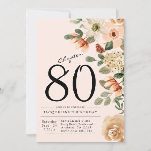 80e anniversaire Invitation florale Vintage