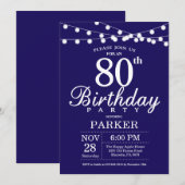80e anniversaire Invitation Marine Bleue (Devant / Derrière)