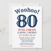 80e anniversaire Invitation Mens Marine Bleu (Devant)