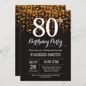 80e anniversaire Invitation Parties scintillant d' (Devant / Derrière)