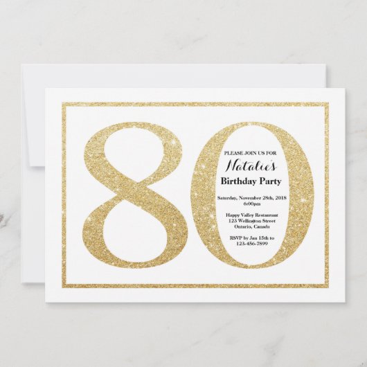 80e anniversaire Invitation Parties scintillant d' (Devant)
