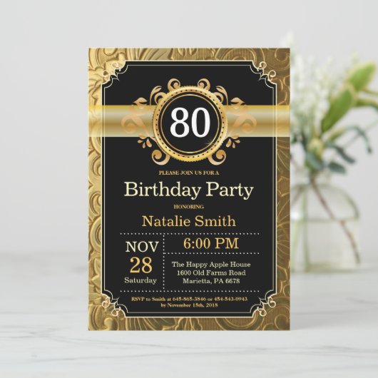80e anniversaire Invitation Parties scintillant no (Debout devant)