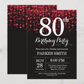 80e anniversaire Invitation Parties scintillant ro (Devant / Derrière)