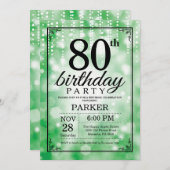 80e anniversaire Invitation Parties scintillant ve (Devant / Derrière)