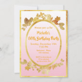 80e anniversaire invitation rose or (Devant)