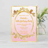 80e anniversaire invitation rose or (Debout devant)