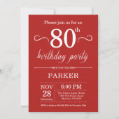 80e anniversaire Invitation Rouge (Devant)