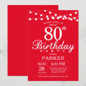 80e anniversaire Invitation Rouge (Devant / Derrière)