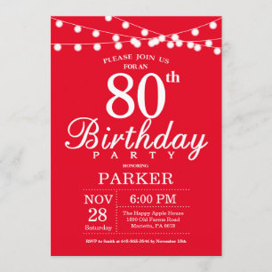 80e anniversaire Invitation Rouge