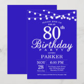 80e anniversaire Invitation Royal Blue (Devant / Derrière)