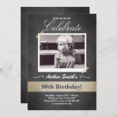 80e anniversaire Invitation Vintage 80e anniversai (Devant / Derrière)