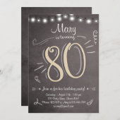 80e anniversaire Invitation Vintage 80e anniversai (Devant / Derrière)