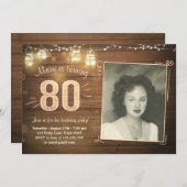 80e anniversaire Invitation Vintage 80e anniversai (Devant / Derrière)