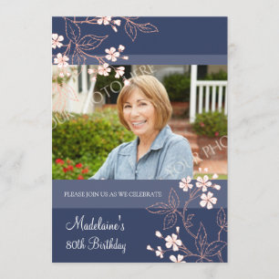 80e anniversaire Invitations de fête Fleurs de cor