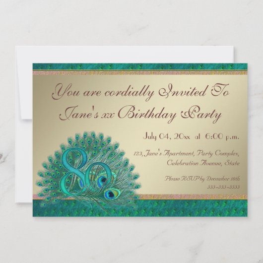 80e anniversaire Invitations modèles (Dos)