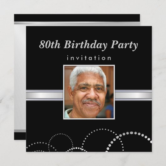 80e anniversaire - Invitations photo pour hommes (Devant / Derrière)