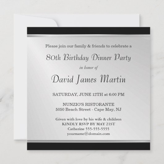 80e anniversaire - Invitations photo pour hommes (Dos)