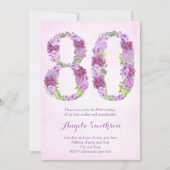 80e anniversaire invitations pour dame, quatre-vin (Devant)