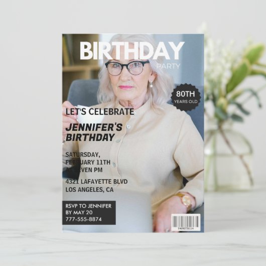 80e anniversaire invitations pour sa couverture de (Debout devant)