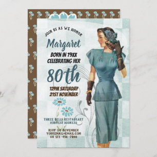 80e anniversaire Invitations Vintage Retro Art Déc