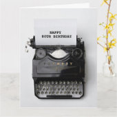 80E ANNIVERSAIRE Machine à écrire vintage Carte de (Fleur jaune)