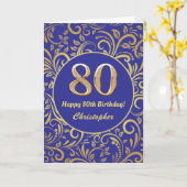 80e anniversaire Marine bleu et or modèle floral (Fleur jaune)