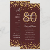 80e Anniversaire Menu du programme Merci Gold Bour (Devant / Derrière)