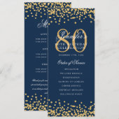 80e Anniversaire Menu du programme Merci Gold Navy (Devant / Derrière)