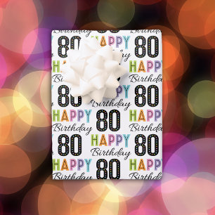 80e anniversaire Papier d'enveloppement de typogra