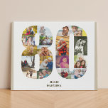 80e anniversaire Photo Collage Numéro 80 Neutre<br><div class="desc">Créez votre propre cadeau photo personnalisé pour un 80e anniversaire. Ce collage photo soigné est en forme du numéro 80 sur un arrière - plan blanc avec des bordures de flocons d'avoine beige neutres et une typographie moderne en bronze. Le collage peut contenir 18 photos et le modèle est prêt...</div>