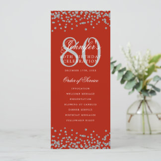 80e Anniversaire Programme Argent Confetti Rouge