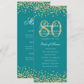 80e Anniversaire Programme Gold Confetti Menu Turq (Devant / Derrière)