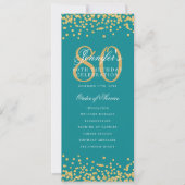 80e Anniversaire Programme Gold Confetti Menu Turq (Devant)