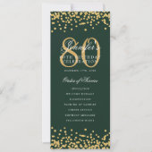 80e Anniversaire Programme Gold Confetti Menu Vert (Devant)