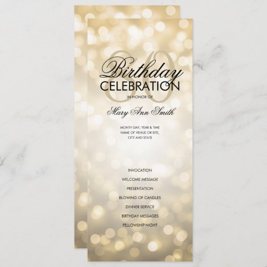 80e Anniversaire Programme Lights Gold Menu (Devant / Derrière)