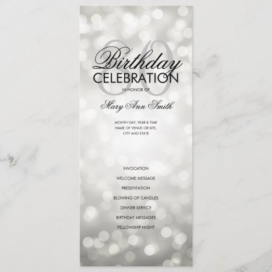 80e anniversaire Programme Lights Silver Menu (Devant)