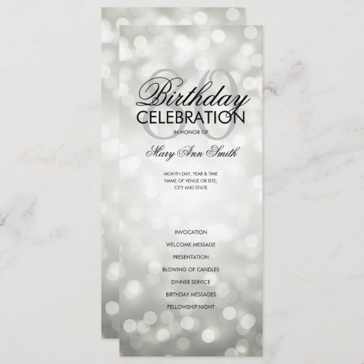 80e anniversaire Programme Lights Silver Menu (Devant / Derrière)