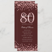 80e anniversaire Programme Rose Gold Confetti Bour (Devant / Derrière)