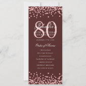 80e anniversaire Programme Rose Gold Confetti Bour (Devant)