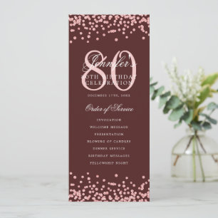 80e anniversaire Programme Rose Gold Confetti Bour