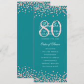 80e Anniversaire Programme Rose Gold Confetti Turq (Devant / Derrière)