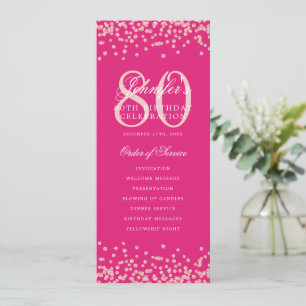 80e anniversaire Programme Rose Gold Menu Hot Pink