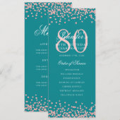 80e Anniversaire Programme Rose Gold Menu Turquois (Devant / Derrière)