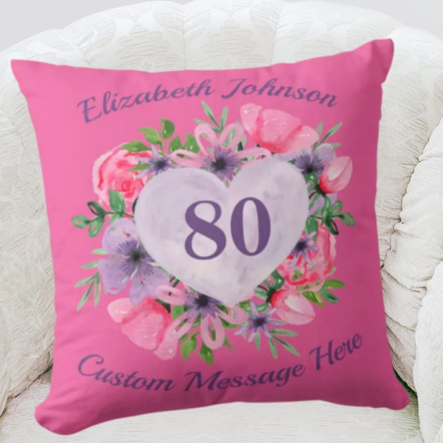 80e anniversaire rose Coussin pour femmes (Créateur téléchargé)