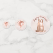 80e anniversaire Rose Gold Cake photo Confetti (Devant)