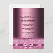 80e anniversaire violet bordeaux invitation (Devant / Derrière)