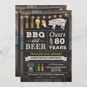 80e barbecue barbecue et bière Invitation d'annive (Devant / Derrière)