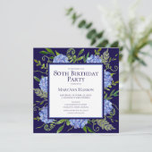 80e Birthday Blue Hydrangeas Floral Waterverf Kaart (Staand voorkant)
