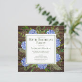 80e Birthday Blue Hydrangeas Floral Waterverf Kaart (Staand voorkant)